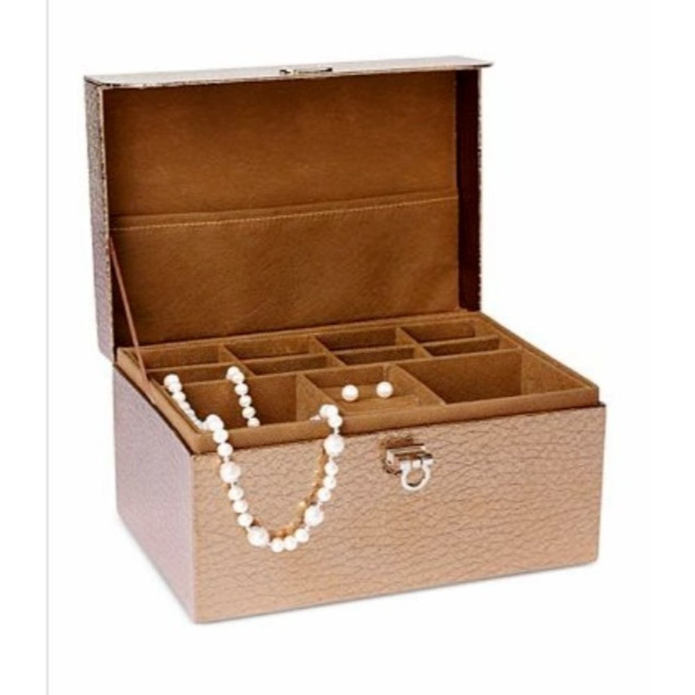 Makeup Jewelry Box Hand Bag Case Training Box Brown Gold Cardboard GWP NEW